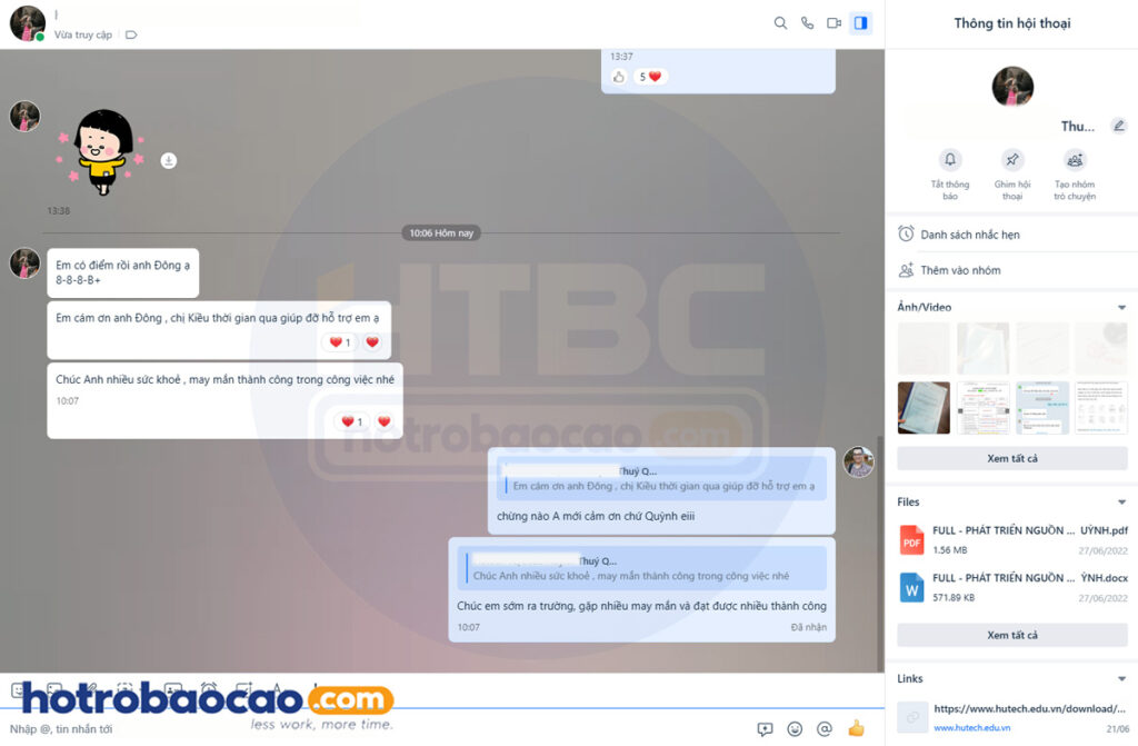 Khách hàng feedback hotrobaocao dichvuthuctap