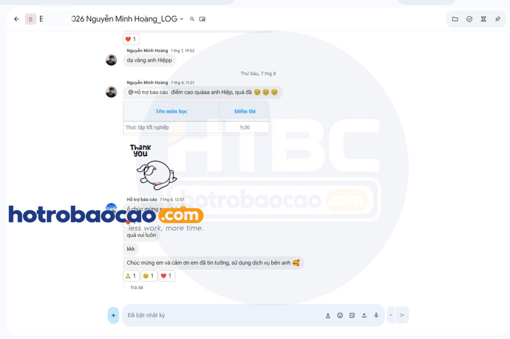 Ảnh chụp phản hồi của khách hàng được lưu lại tại Hotrobaocao.com