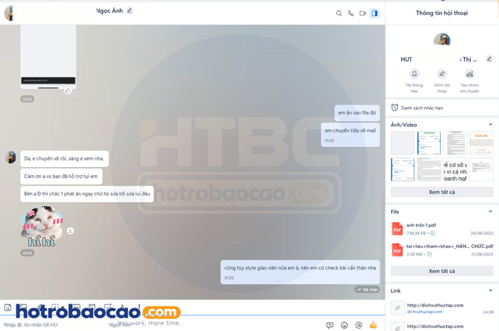 Khách hàng feedback hotrobaocao dichvuthuctap